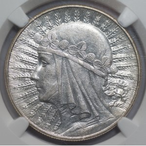 II RP - 10 złotych 1932 - Głowa kobiety - NGC AU 58