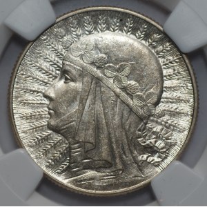 II RP - 5 złotych 1933 - Głowa kobiety - NGC AU 58