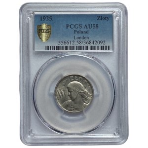 II RP - 1 złoty 1925 - Kobieta i kłosy - PCGS AU 58