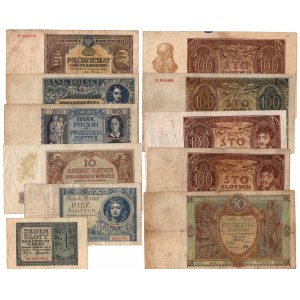 Zestaw banknotów 11 sztuk (1929-1946)
