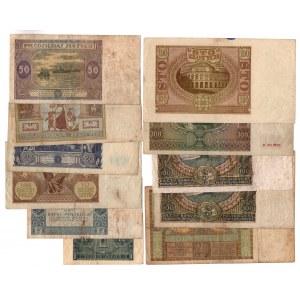 Zestaw banknotów 11 sztuk (1929-1946)
