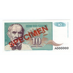 JUGOSŁAWIA - 10 Dinarów 1994 - SPECIMEN A00000