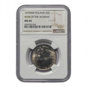 PRL - 20 złotych 1975 - Międzynarodowy Rok Kobiet - NGC MS 65