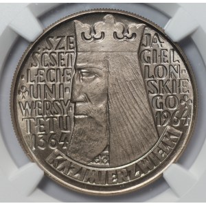 PRL - 10 złotych 1964 - Warszawa - Kazimierz Wielki - NGC MS 65