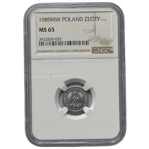 PRL - 1 złoty 1989 - NGC MS 65