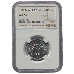 PRL - 1 złoty 1988 - NGC MS 66