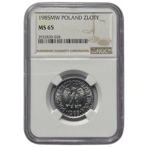 PRL - 1 złoty 1985 - NGC MS 65
