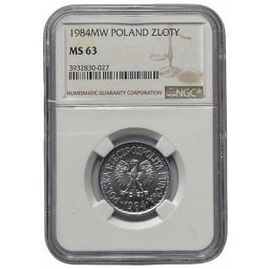 PRL - 1 złoty 1984 - NGC MS 63