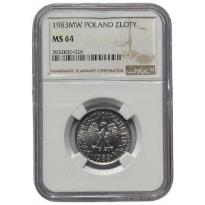 PRL - 1 złoty 1983 - NGC MS 64