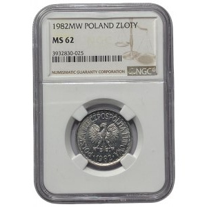 PRL - 1 złoty 1982 - NGC MS 62