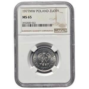 PRL - 1 złoty 1977 - NGC MS 65