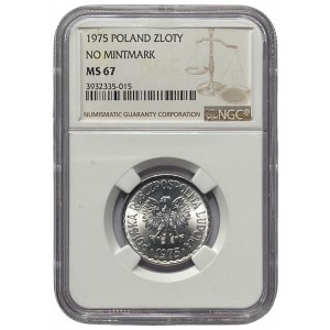 PRL - 1 złoty 1975 - NGC MS 67
