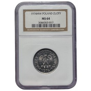 PRL - 1 złoty 1974 - NGC MS 64