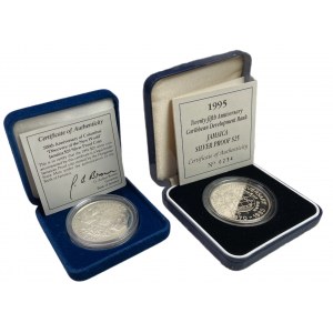 JAMAJKA - zestaw srebrnych monet 2 x 25 dolarów 1991-1995