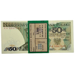 Paczka Bankowa 100 x 50 złotych 1988 seria KA
