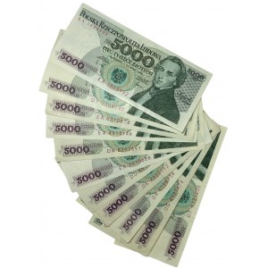 PRL - Set Banknotów 11 sztuk - 5.000 złotych 1988