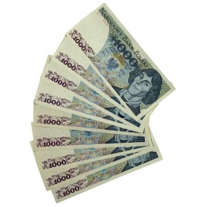 PRL - Set Banknotów 9 sztuk - 1.000 złotych 1982