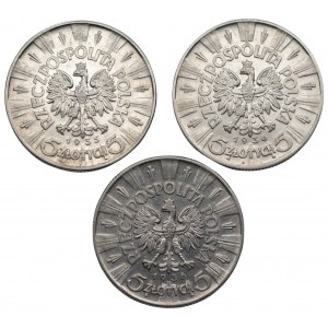 II RP - 3 x 5 złotych 1935-1936 - Józef Piłsudski