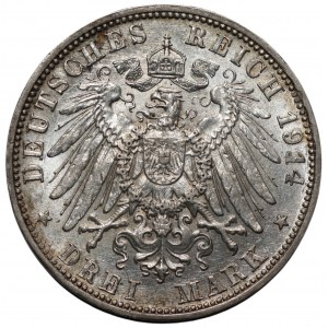 NIEMCY - Bawaria - Ludwik III (1913–1918) - 3 marki 1914 (D) Monachium
