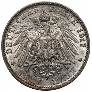 NIEMCY - Badenia - 3 marki 1912 (G) Stuttgart