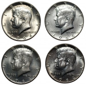 USA - 4 x 1/2 dolara 1964 Kennedy