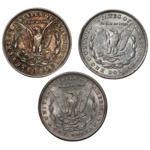 USA - 3 x 1 dolar 1889, 1921 - Morgan