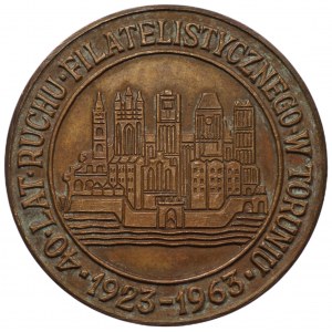 40 lat Ruchu Filatesliistycznego w Toruniu - 1923-1963 - medal dla HAMPEL ZYGMUNT