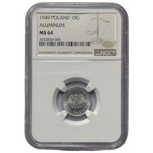 PRL - 10 groszy 1949 - NGC MS 64