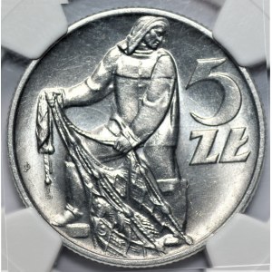 PRL - 5 złotych 1958 Rybak - wąska ósemka