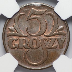 II RP - 5 groszy 1938 - NGC MS 63 BN