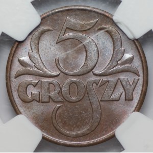 II RP - 5 groszy 1937 - NGC MS 63 BN