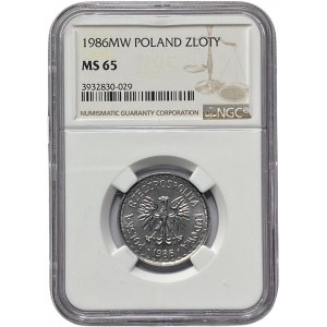 PRL - 1 złoty 1986 - NGC MS 65