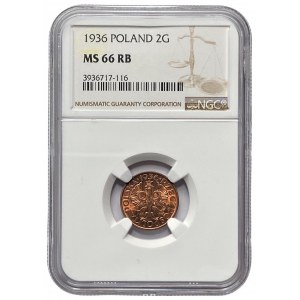 II RP - 2 grosze 1936 - NGC MS 66 RB