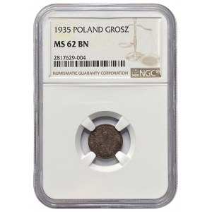 II RP - 1 grosz 1935 - NGC MS 62 BN