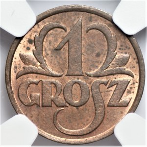 II RP - 1 grosz 1930 - NGC MS 63 RB