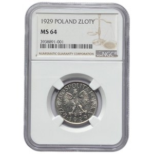 II RP - 1 złoty 1929 - NGC MS 64