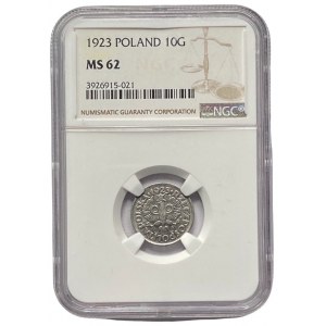 II RP - 10 groszy 1923 - NGC MS 62