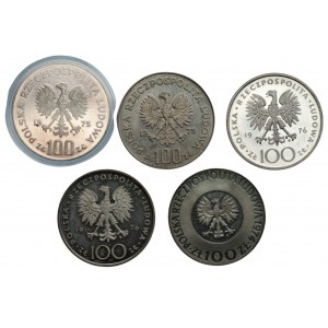 PRL - Zestaw 5 monet - 100 zł. Paderewski + 100 zł. Kopernik + 100 zł. Kościuszko (1974-1976)
