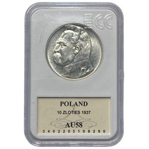 II RP - 10 złotych 1937 - Józef Piłsudski - GCN AU 58