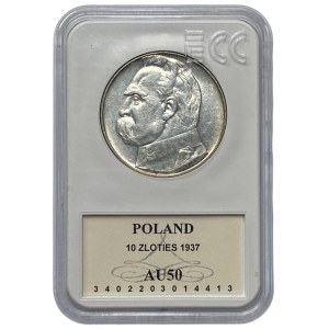 II RP - 10 złotych 1937 - Józef Piłsudski - GCN AU 50