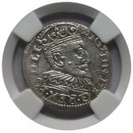 Zygmunt III Waza (1587-1632) - Trojak 1595 Ryga - NGC AU 58