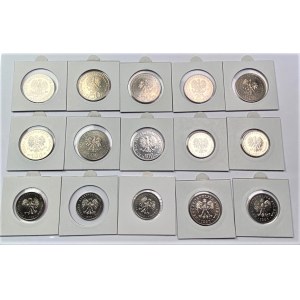 PRL - zestaw 15 sztuk menniczych monet w holderach 1981-1990