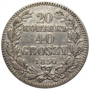 Zabór rosyjski - Mikołaj I (1825–1855) - 20 kopiejek = 40 groszy 1850 MW, Warszawa