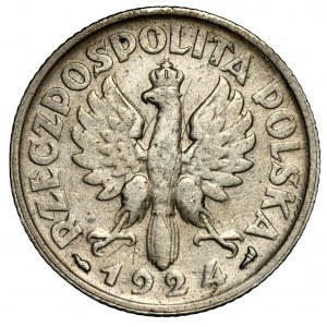 II RP - 1 złoty 1924 - Żniwiarka - róg i pochodnia - Paryż