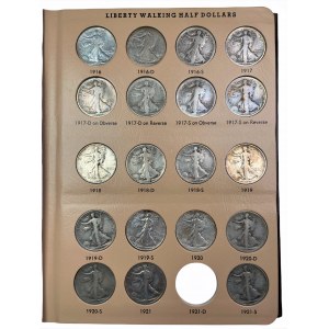 USA - prawie kompletny zestaw 1/2 dolara 1916-1947- brakuje 1 sztuki