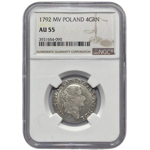 Stanisław August Poniatowski (1764-1795) - złotówka 1792 MV, Warszawa - NGC AU55