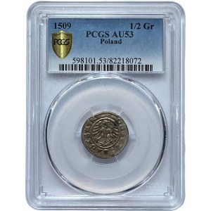 Zygmunt I Stary (1506-1548) - Półgrosz Kraków 1509 - PCGS AU53