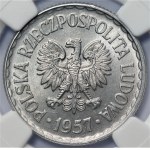 PRL - 1 złoty 1957 - najrzadszy rocznik - NGC MS 63