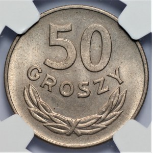 PRL - 50 groszy 1949 - miedzionikiel NGC MS 64