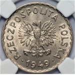 PRL - 1 złoty 1949 - miedzionikiel NGC MS 64